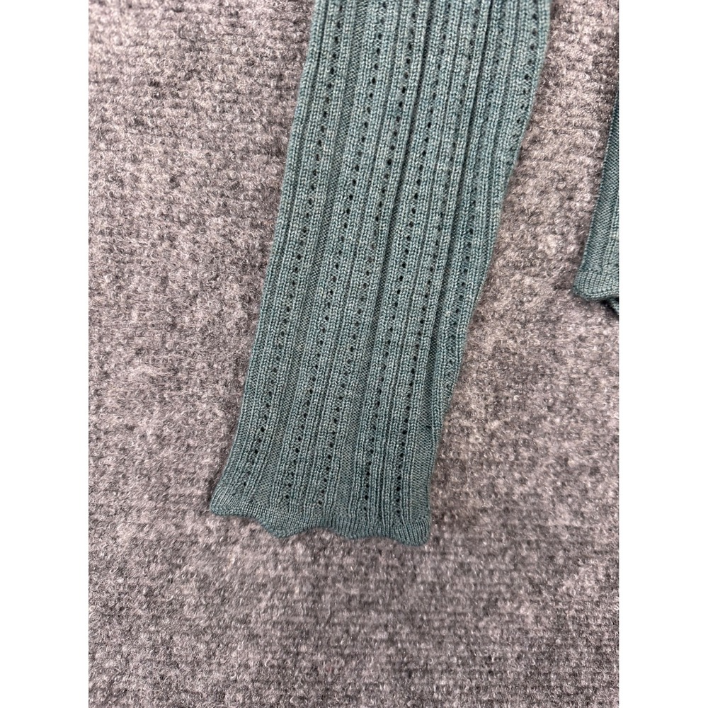 J.Crew Womens Coquette Scalloped Pointelle Merino Wool Sweater Sage Green Small - Picture 7 of 9